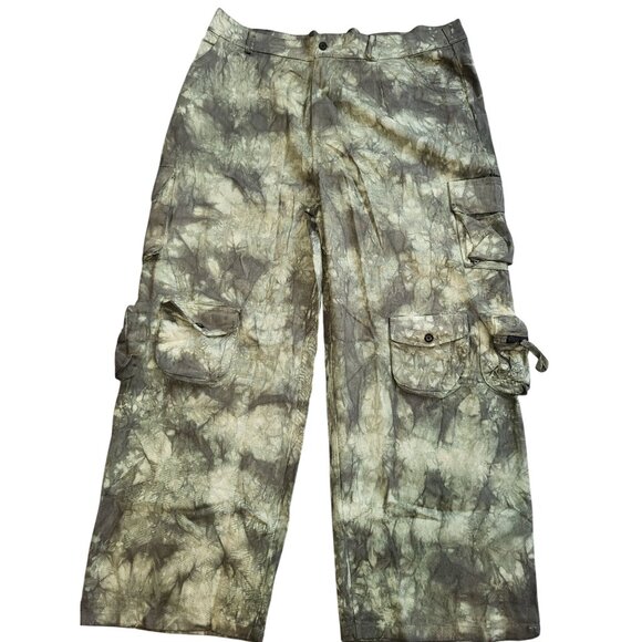PrettyLittleThing Green Tie Dye Cargo Pants US 14 - Picture 2 of 9